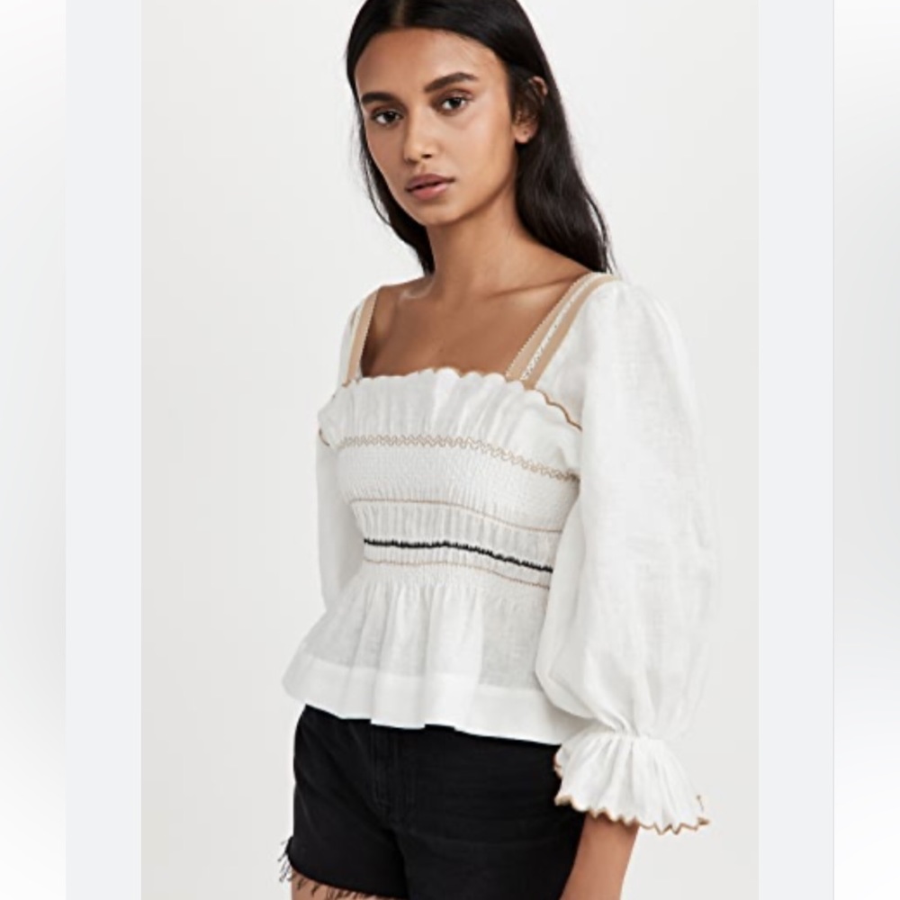 Lug Von Siga Ruffled poplin top long sleeve puff sleeve